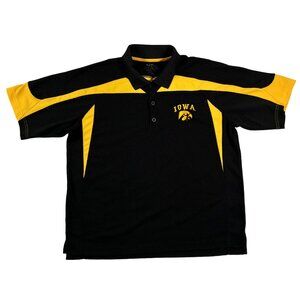 Iowa Hawkeyes Shirt Men's Short Sleeve Color Block Polo Black Hawkeye Gold Large